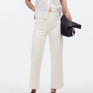 Madewell Women's The Emmett Tile White Wide Leg Crop Jean sz 27 T